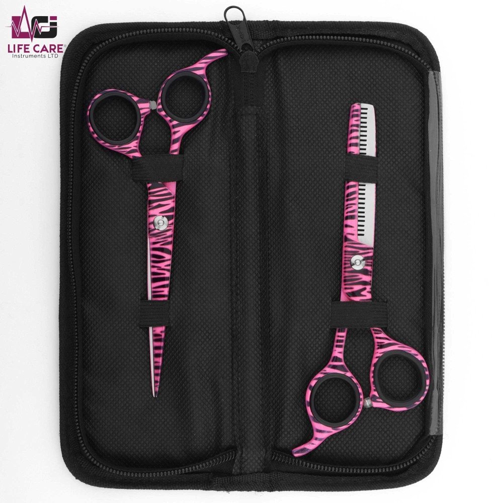 Pink Zebra Print Barber Scissors Set with Case – LCI(Ltd)