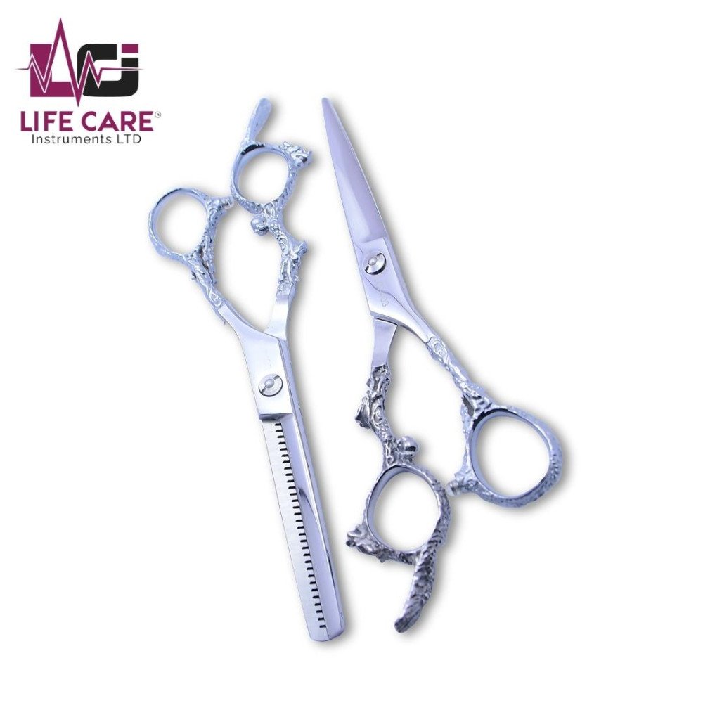 Professional Hair Scissors with Silver Dragon Handle-LCI(Ltd)-Silver