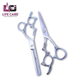 Professional Hair Scissors with Silver Dragon Handle-LCI(Ltd)-Silver