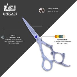 Professional Hair Scissors with Silver Dragon Handle-LCI(Ltd)-Silver