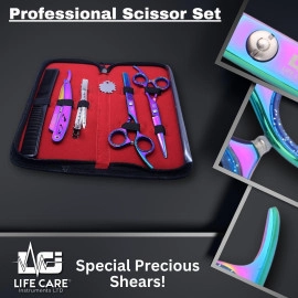 Rainbow Finish Hair Cutting Barber Scissor Set-LCI(Ltd)-Multi