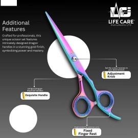 Rainbow Finish Hair Cutting Barber Scissor Set-LCI(Ltd)-Multi