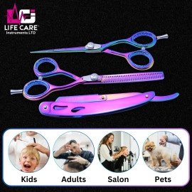 Rainbow-Finish Professional Hairdressing Scissor Set-LCI(Ltd)-Multicolor