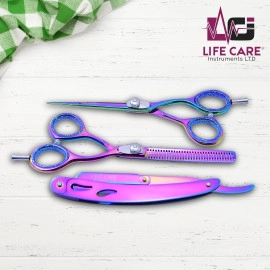 Rainbow-Finish Professional Hairdressing Scissor Set-LCI(Ltd)-Multicolor