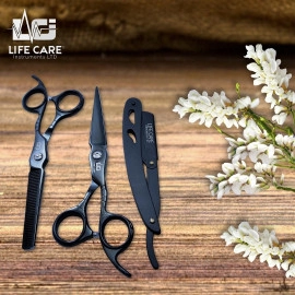 Professional Black-Finish Hairdressing Scissor Set-LCI(Ltd)-Black