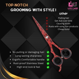 Best Barber Scissors 6.5 -LCI (Ltd) red paper coted