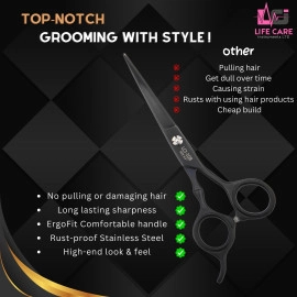 Best Professional Hair Cutting Scissors 6 inch - LCI (Ltd)-(Black)