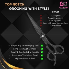 New Hair Cutting Scissors 7.25 inch-LCI (Ltd)-(Black)