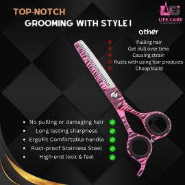 Professional Barber Thinning Shears-LCI (Ltd)-(Pink-Paper-Coated)