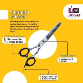 Professional Thinning Silver Scissor By Life Care Instruments LTD