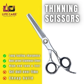 Professional Thinning Silver Scissor by Life Care Instruments LTD
