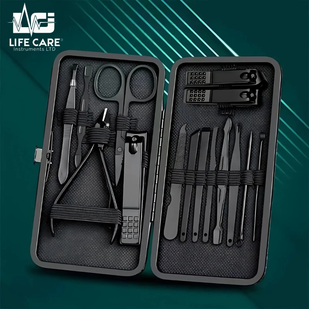 15-Piece Black Professional Manicure and Pedicure Kit-LCI(Ltd)