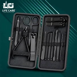 15-Piece Black Professional Manicure and Pedicure Kit-LCI(Ltd)
