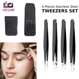 Professional 4 Pieces Tweezers Set for Eyebrows - LCI (LTD)